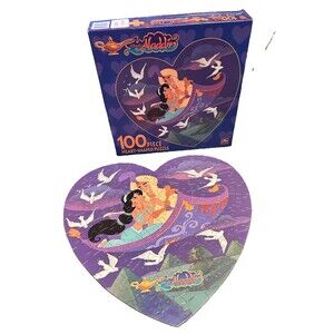 Vtg Golden Disney's Aladdin Heart Shaped 100 Piece Puzzle Complete Collectible